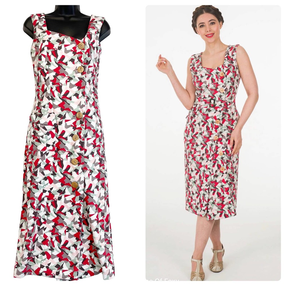 House Of Foxy 30s Riviera Collection Louisa Wrap Dress Linen Women's UK8 US4